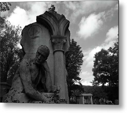 Statue Metal Print featuring the photograph Statue, pondering by Edward Lee