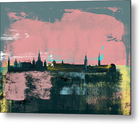 Stockholm Metal Print featuring the mixed media Stockholm Abstract Skyline II by Naxart Studio