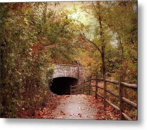 Autumn Metal Print featuring the photograph Stone Bridge Crossing by Jessica Jenney