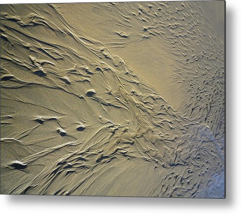 Sand Metal Print featuring the photograph Streaming Beach Sand Ripples Abstract by Richard Brookes