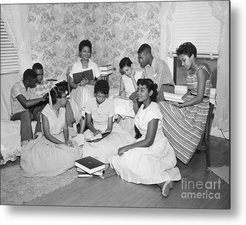 Elizabeth Eckford Metal Print featuring the photograph Student Study Group by Bettmann