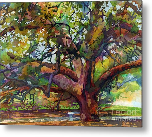 Oak Metal Poster featuring the painting Sunlit Century Tree by Hailey E Herrera