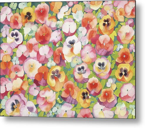 Pansies Metal Print featuring the painting Sweet Pansies by Mary Russel