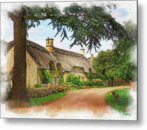 Thatched Roofs Metal Print featuring the digital art Thatched Roof Lane by Joe Winkler