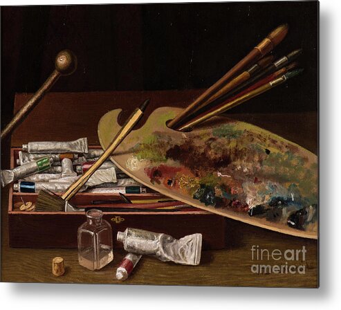 Paintbrushes Metal Print featuring the painting The Artist's Palette, 1880 by Victor Dubreuil
