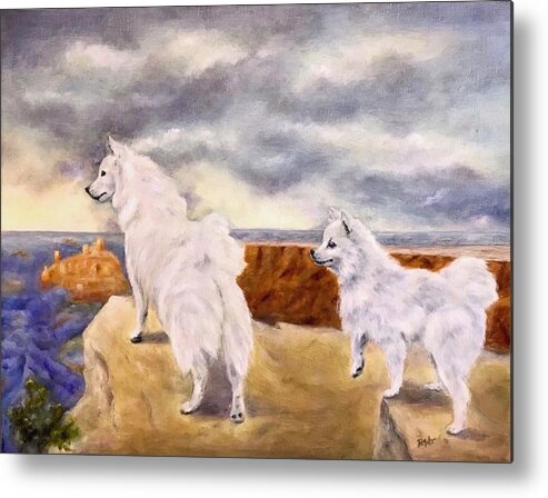 American Eskimo Dogs Metal Print featuring the painting The Journey by Dr Pat Gehr