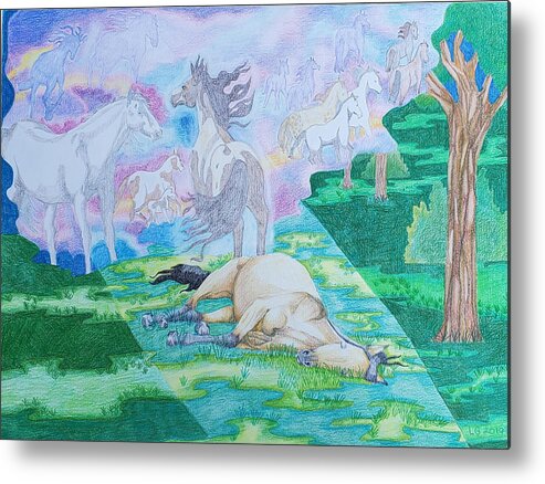 Horses Metal Print featuring the drawing The Journey Home by Equus Artisan