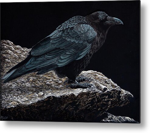 Raven Metal Print featuring the painting The Raven by Margaret Sarah Pardy