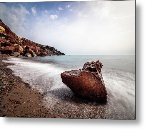 Beach Metal Print featuring the photograph The Red Beach - Santorini, Greece - Travel photography by Giuseppe Milo