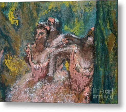 Dance Metal Print featuring the painting Three Dancers In Salmon Skirts Detail by Edgar Degas