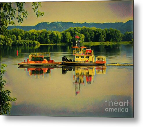 Mississippi River Metal Print featuring the painting Tug on the Mississippi by Marilyn Smith