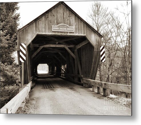 Covered Bridge Metal Print featuring the photograph Union Village Covered Bridge by Mary Capriole