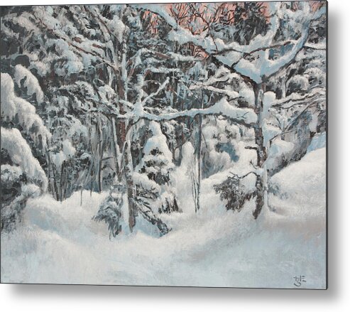 Winter Landscape Metal Print featuring the painting Untouched Snow by Hans Egil Saele