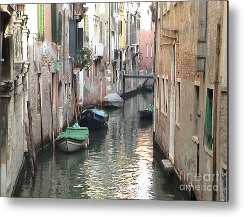 Venice Metal Print featuring the photograph Venice Italy Canal Water Way Boats Gondolas Panoramic View by John Shiron