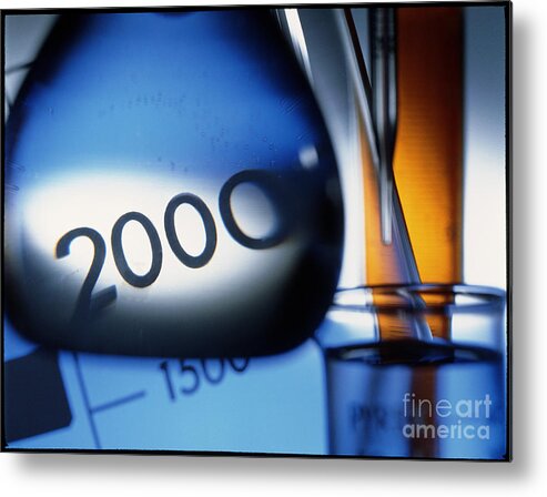 Beaker Metal Print featuring the photograph View Of An Assortment Of Laboratory Glassware by Steve Horrell/science Photo Library