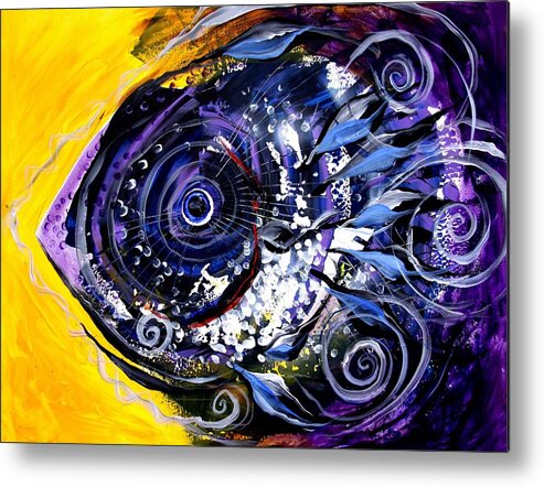 Fish Metal Print featuring the painting Violet Tri-Fish by J Vincent Scarpace