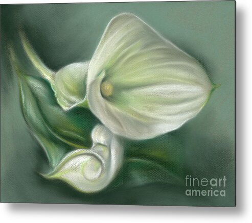 Botanical Metal Print featuring the painting White Callas with Leaf by MM Anderson