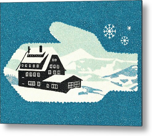 Blue Background Metal Print featuring the drawing Winter home in mitten by CSA Images