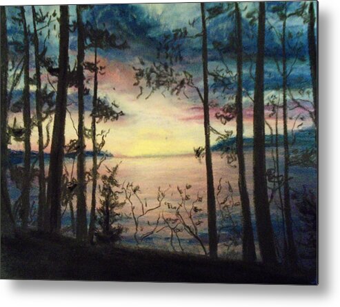 Sunset Metal Print featuring the painting Wood Rush by Jen Shearer