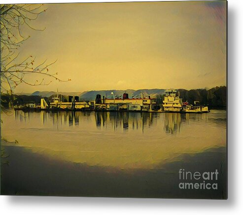 Mississippi River Metal Print featuring the painting Work Barge by Marilyn Smith