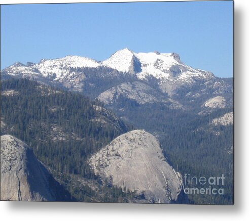 Yosemite Metal Print featuring the photograph Yosemite National Park Panoramic View Snow Capped Mountains by John Shiron