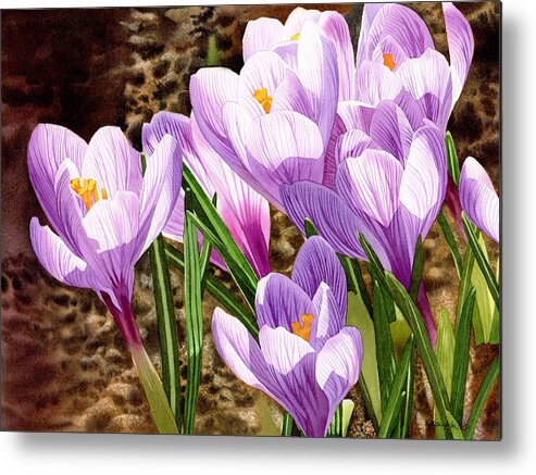 Crocus Metal Print featuring the painting Early Spring by Espero Art