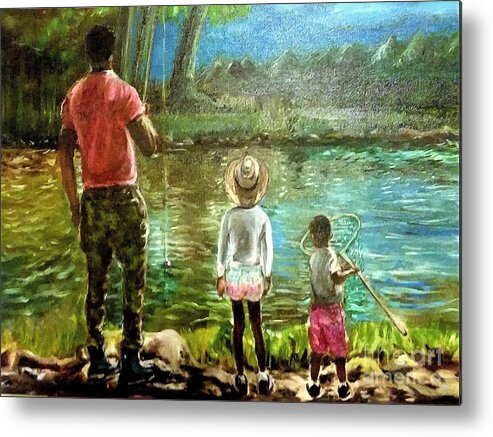 Fishing Metal Print featuring the painting Gone Fishing by Victor Thomason