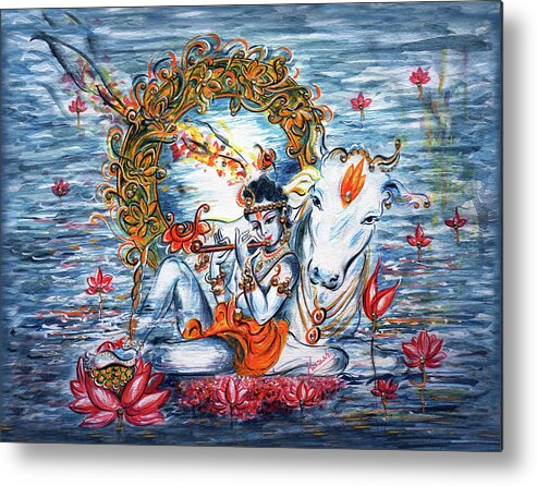Krishna Metal Print featuring the painting Krishna #1 by Harsh Malik