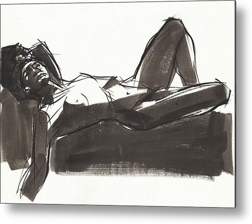 Woman Metal Print featuring the painting Reclining #1 by Judith Kunzle