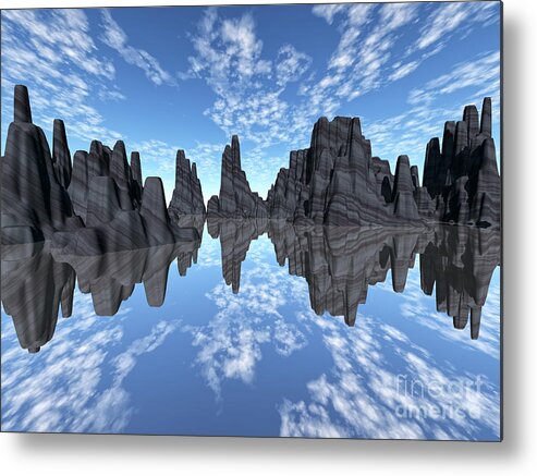Mountains Metal Print featuring the digital art Reflections #1 by Phil Perkins