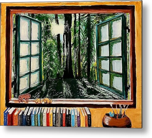 Window Metal Print featuring the painting Room with a View #1 by Amy Kuenzie