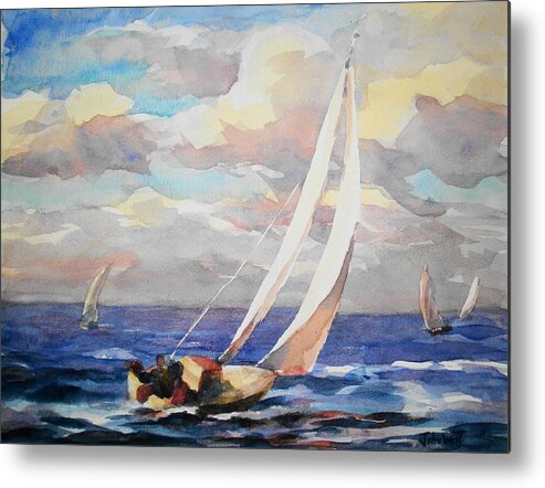 Sail Boat Metal Print featuring the painting Sailing by John West