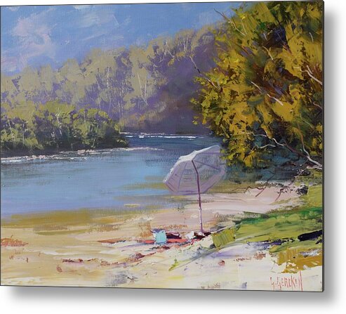 Seascape Metal Print featuring the painting Summer beach day #1 by Graham Gercken