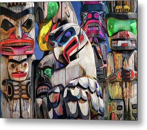 Art Metal Print featuring the photograph Totem Poles in the Pacific Northwest #1 by Randall Nyhof