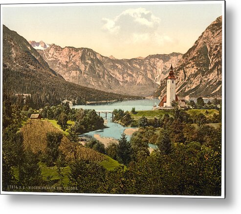 Antique Metal Print featuring the painting Wocheiner Lake Carniola Austro Hungary #1 by MotionAge Designs