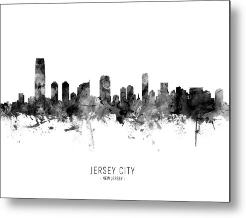 Jersey City Metal Print featuring the digital art Jersey City New Jersey Skyline #10 by Michael Tompsett