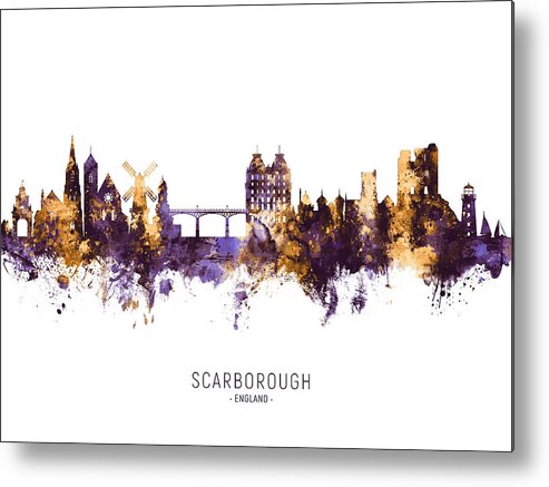 Scarborough Metal Print featuring the digital art Scarborough England Skyline #10 by Michael Tompsett