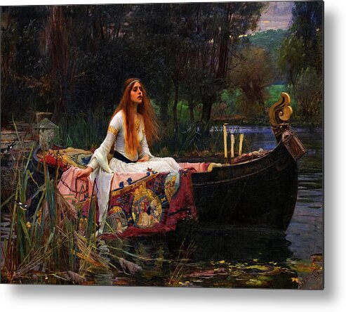 The Lady Of Shalott Metal Print featuring the painting The Lady of Shalott #10 by John William Waterhouse