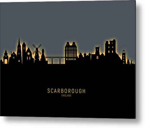 Scarborough Metal Print featuring the digital art Scarborough England Skyline #12 by Michael Tompsett