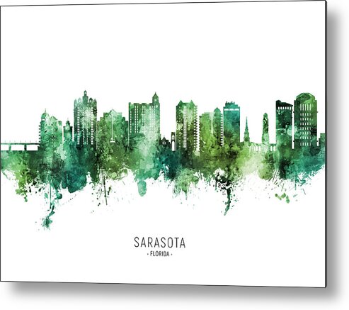 Sarasota Metal Print featuring the digital art Sarasota Florida Skyline #14 by Michael Tompsett