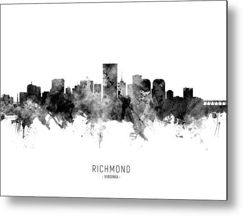 Richmond Metal Print featuring the digital art Richmond Virginia Skyline #15 by Michael Tompsett