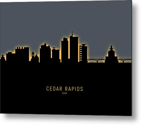 Cedar Rapids Metal Print featuring the digital art Cedar Rapids Iowa Skyline #16 by Michael Tompsett