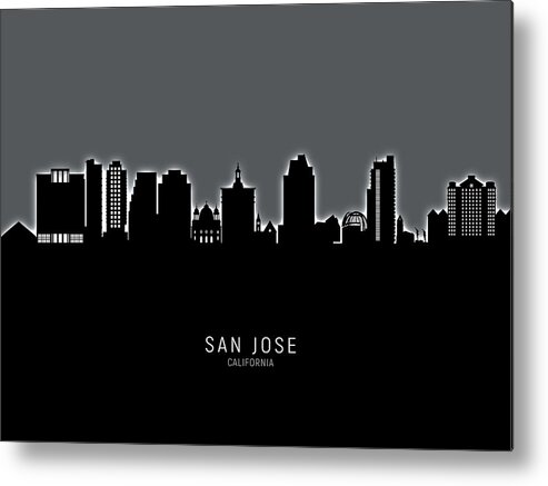 San Jose Metal Print featuring the digital art San Jose California Skyline #17 by Michael Tompsett