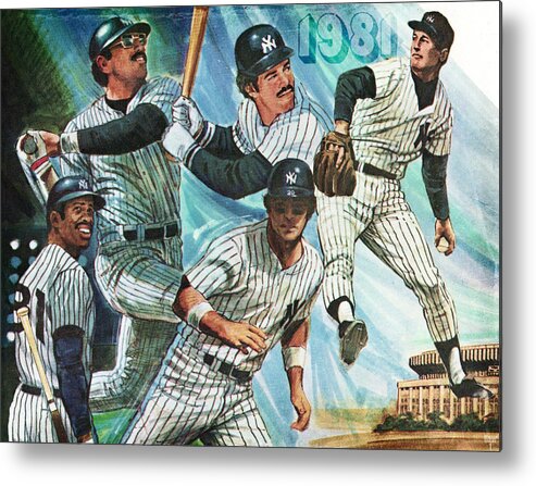 1981 Metal Print featuring the mixed media 1981 New York Yankees Stars by Row One Brand