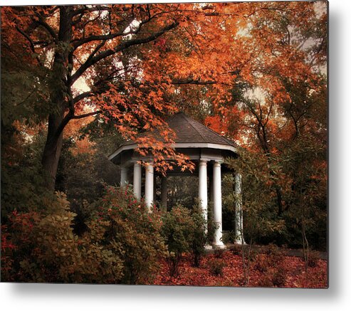Autumn Metal Print featuring the photograph Autumn Gazebo by Jessica Jenney