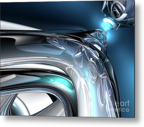 Abstract Metal Print featuring the digital art Reflections of Blue by Phil Perkins