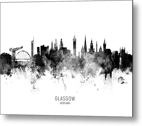 Glasgow Metal Print featuring the digital art Glasgow Scotland Skyline #23 by Michael Tompsett