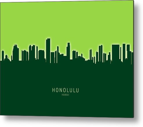 Honolulu Metal Print featuring the digital art Honolulu Hawaii Skyline #23 by Michael Tompsett