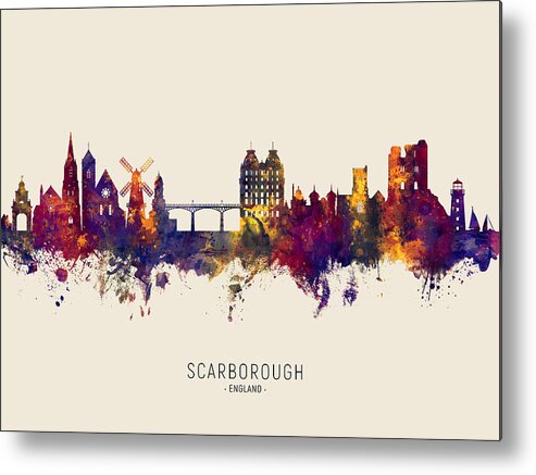 Scarborough Metal Print featuring the digital art Scarborough England Skyline #24 by Michael Tompsett