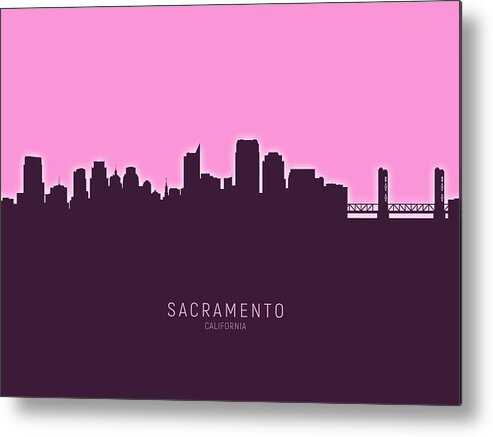 Sacramento Metal Print featuring the digital art Sacramento California Skyline #25 by Michael Tompsett